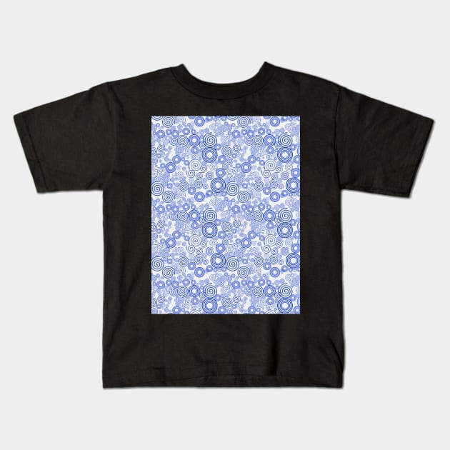 Trippy Blue and Gray Spiral Pattern Kids T-Shirt by Design_Lawrence